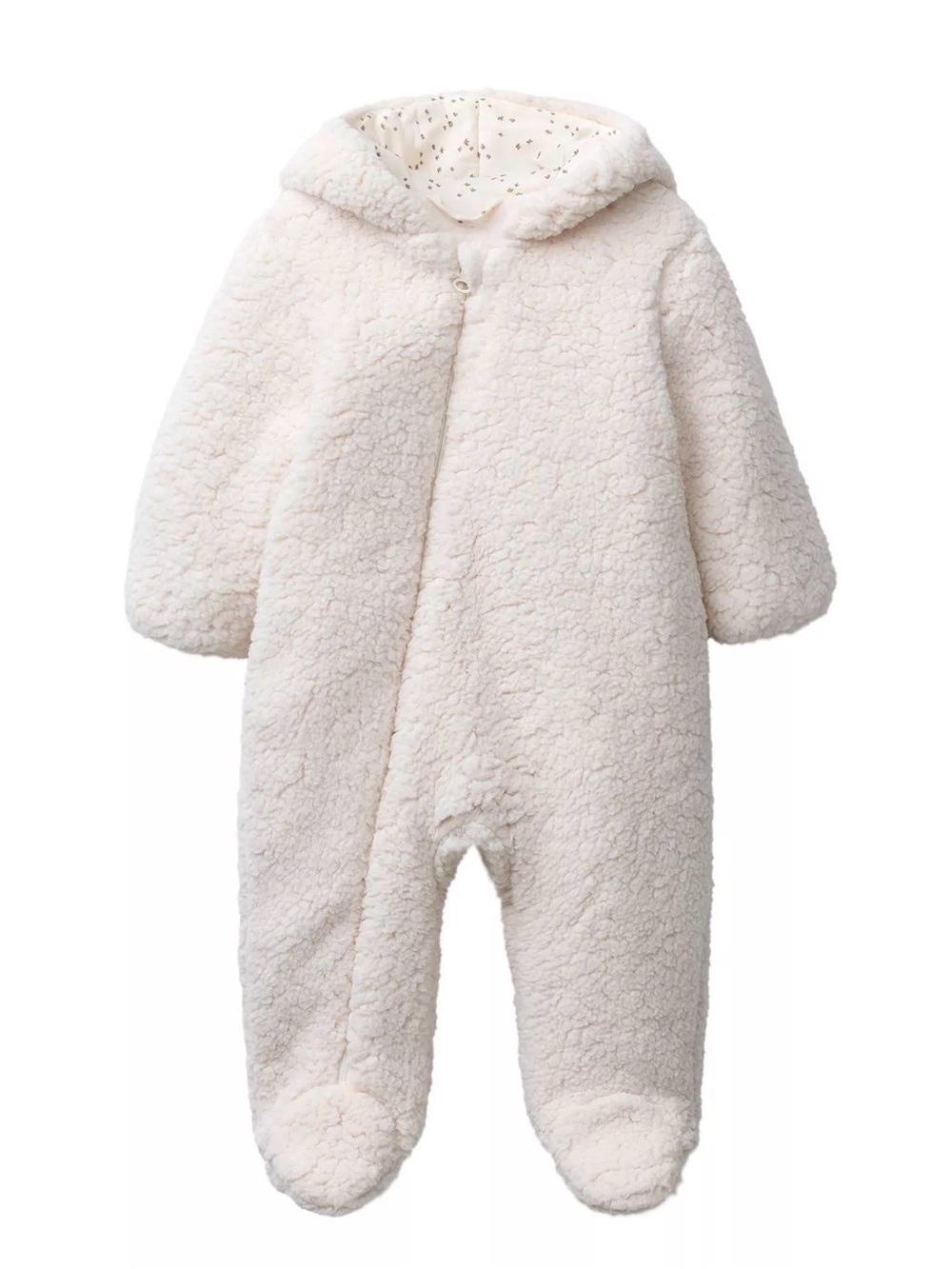 Zara Cream Hooded Sherpa Footed One-Piece